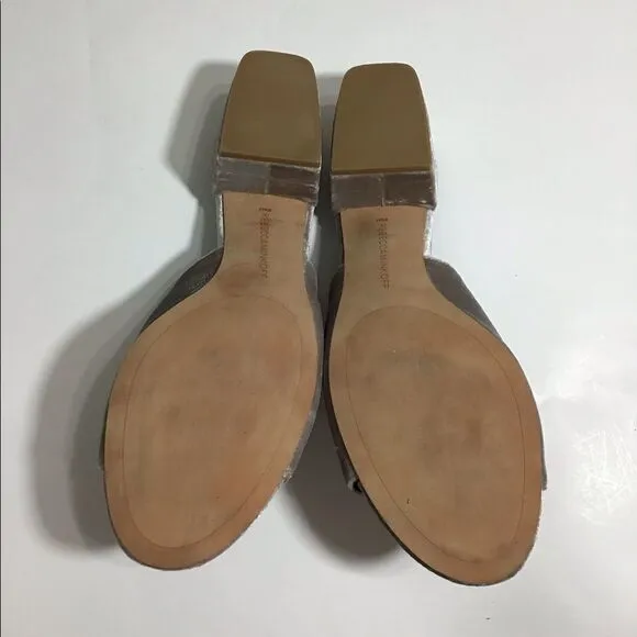 Rebecca Minkoff Ivonne Mule Heel Gray Velvet City Block Slip On Size 9 1/2