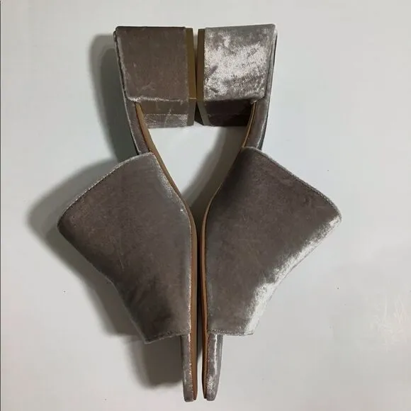 Rebecca Minkoff Ivonne Mule Heel Gray Velvet City Block Slip On Size 9 1/2