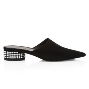 Rebecca Minkoff NWOT Fermina Crystal Suede Mules Heels in Black Size 7.5