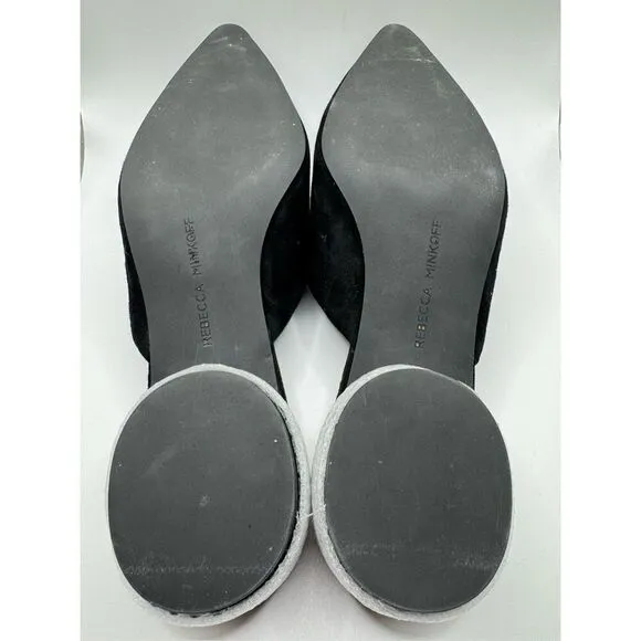 Rebecca Minkoff NWOT Fermina Crystal Suede Mules Heels in Black Size 7.5