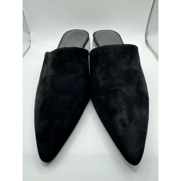 Rebecca Minkoff NWOT Fermina Crystal Suede Mules Heels in Black Size 7.5