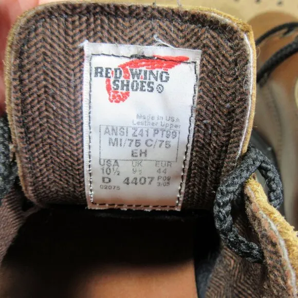 Red Wing mens brown steel toe work oxfords 10.5 D 4407 Made in USA