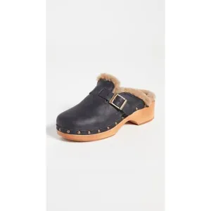 Re/Done '70s' Black Shearling Clogs Size 10