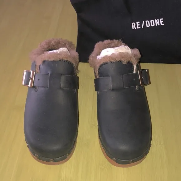 RE/DONE 70s clogs with shearling lining NIB