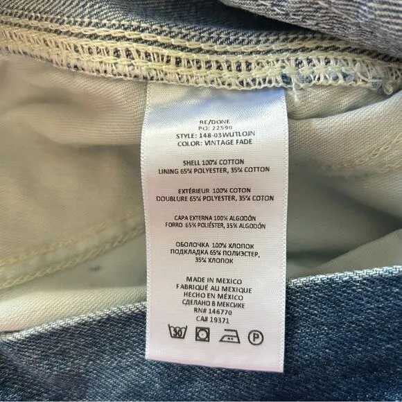 Re/Done Utility Loose Jeans  Straight Leg in Vintage Fade Size 31 - NWT