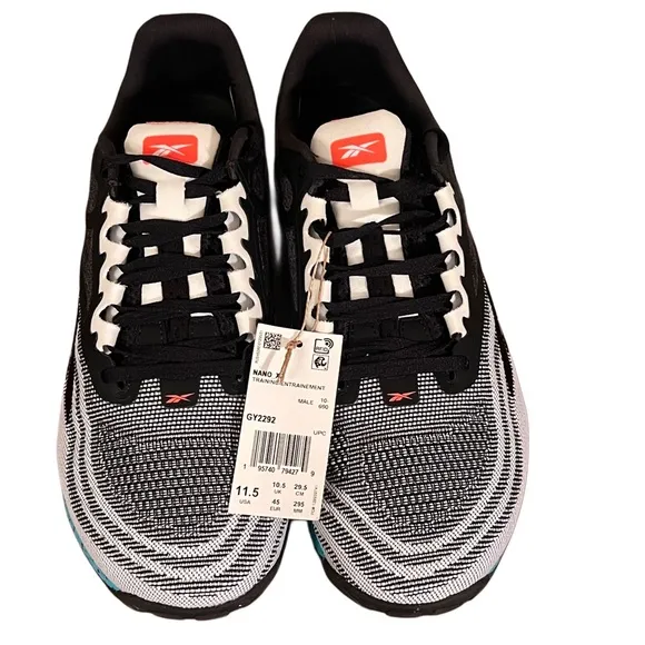 Reebok Men's Nano X2 Cross Trainer, Black/White/Teal Size 11.5 NWOB