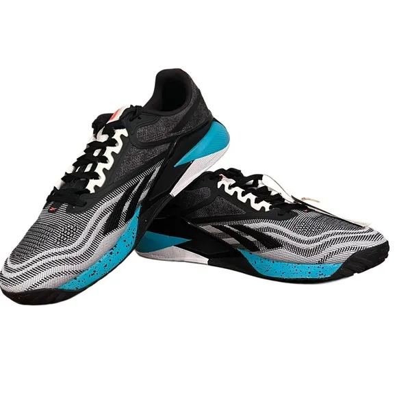 Reebok Men's Nano X2 Cross Trainer, Black/White/Teal Size 11.5 NWOB