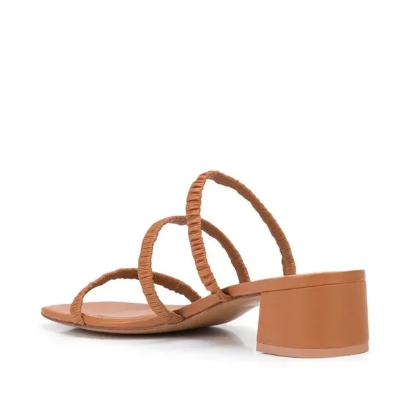 Reformation Assunta Strapped Block Heels in Tan/Pecan