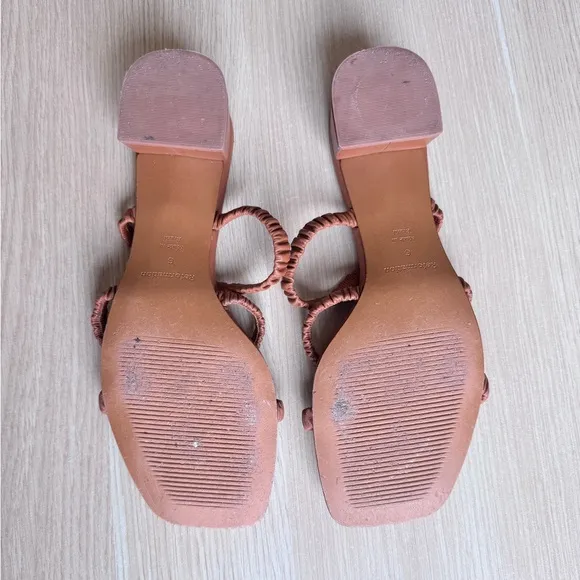 Reformation Assunta Strapped Block Heels in Tan/Pecan
