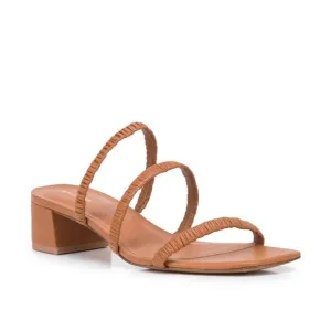 Reformation Assunta Strapped Block Heels in Tan/Pecan