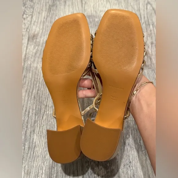 Reformation gold Eleanora slingback sandal heels