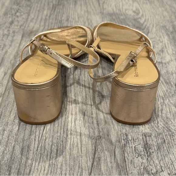 Reformation gold Eleanora slingback sandal heels