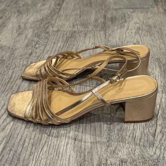Reformation gold Eleanora slingback sandal heels