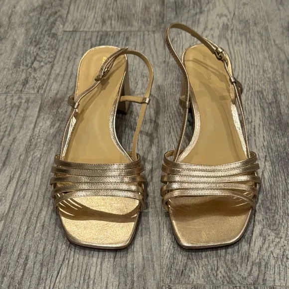 Reformation gold Eleanora slingback sandal heels