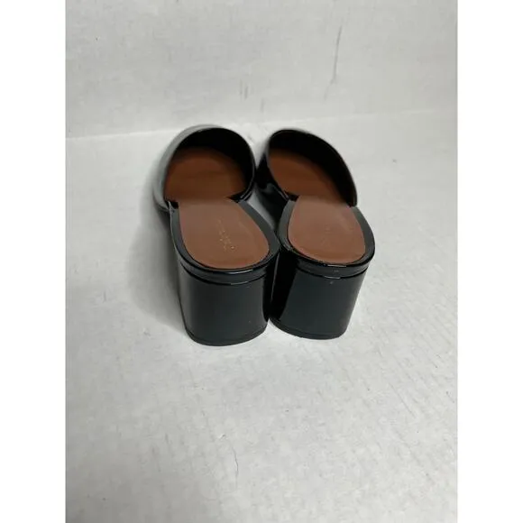 Reformation Patent Leather Marina Block Heel Mules In Color Black Size 7