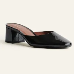 Reformation Patent Leather Marina Block Heel Mules In Color Black Size 7