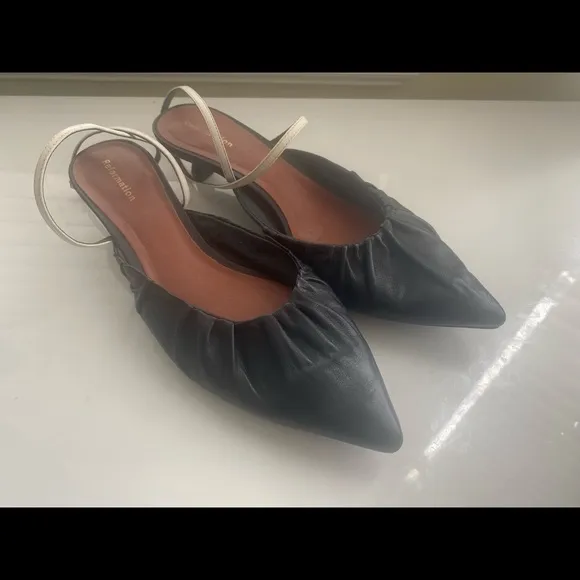 Reformation Sabrina Ankle Wrap Kitten Heel Mule 6.5