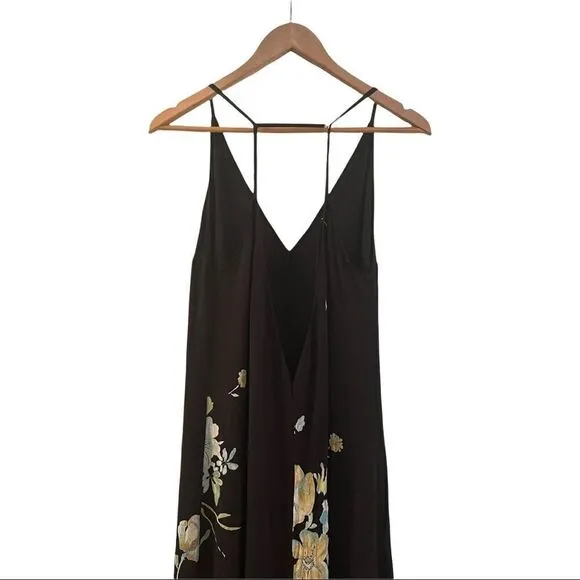 Reformation Slip Floral black dress