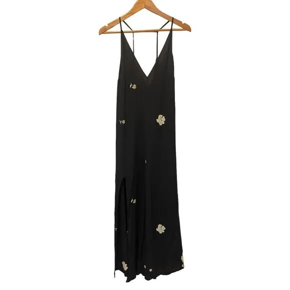 Reformation Slip Floral black dress