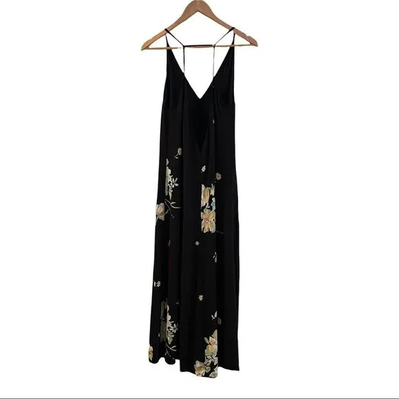 Reformation Slip Floral black dress