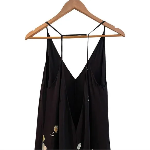 Reformation Slip Floral black dress
