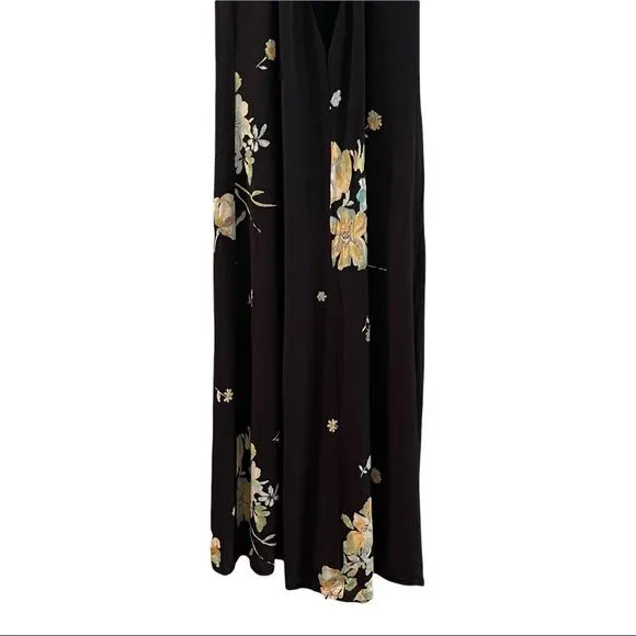 Reformation Slip Floral black dress