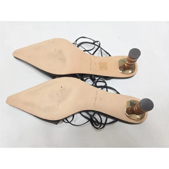 Regina Pyo Lisa Wooden Heel Strappy Leather Mules Size 41 Italy/ 11 US Womens