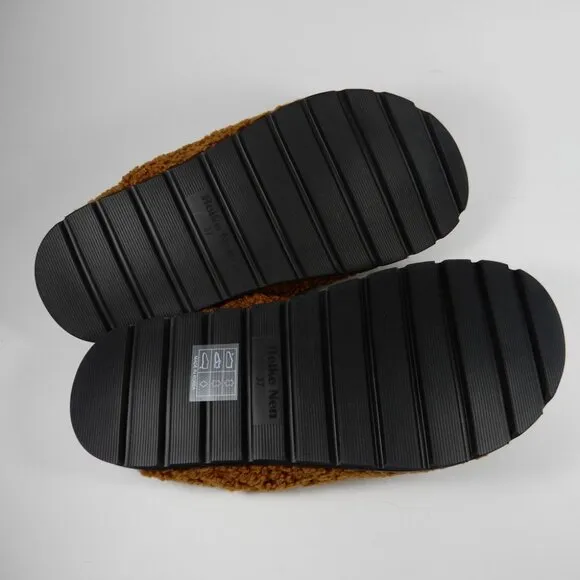 Reike Nen Faux Fur Slip On Slide Flat Loafers CLOGS Size 7 Cognac Brown NEW $440