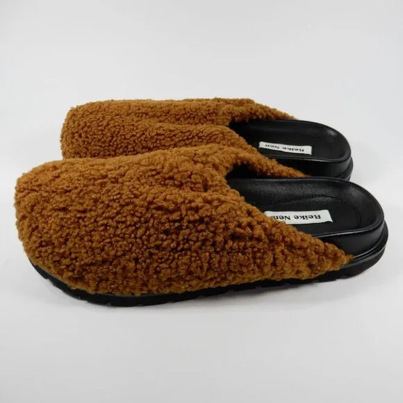 Reike Nen Faux Fur Slip On Slide Loafers CLOGS Size 7.5 Cognac Brown NEW $440