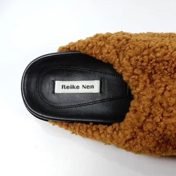 Reike Nen Faux Fur Slip On Slide Loafers CLOGS Size 7.5 Cognac Brown NEW $440