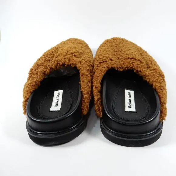 Reike Nen Faux Fur Slip On Slide Loafers CLOGS Size 7.5 Cognac Brown NEW $440
