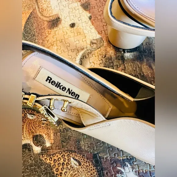 Reike Nen Women’s Leather Beige Square Platform Strap Mules. NWOB. Size 39/9US