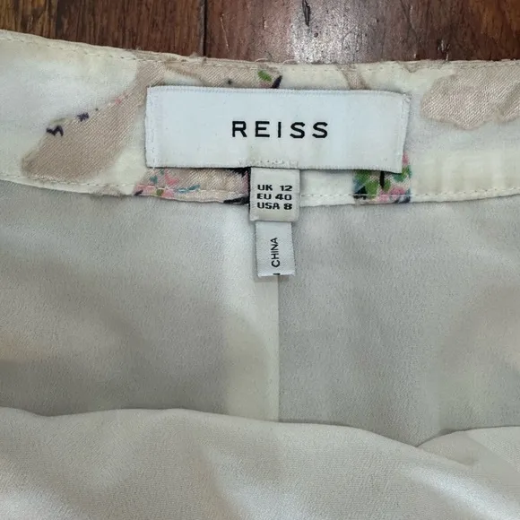 REISS Alisandra Floral Print Midi Skirt