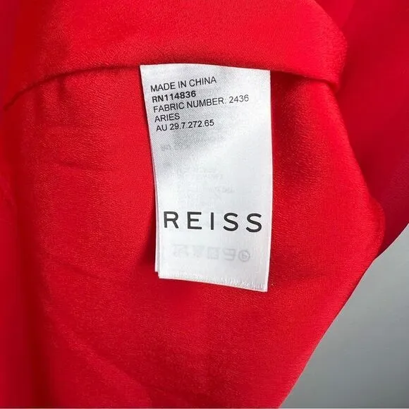 Reiss Aries Tie-Neck Midi Dress Cherry Red