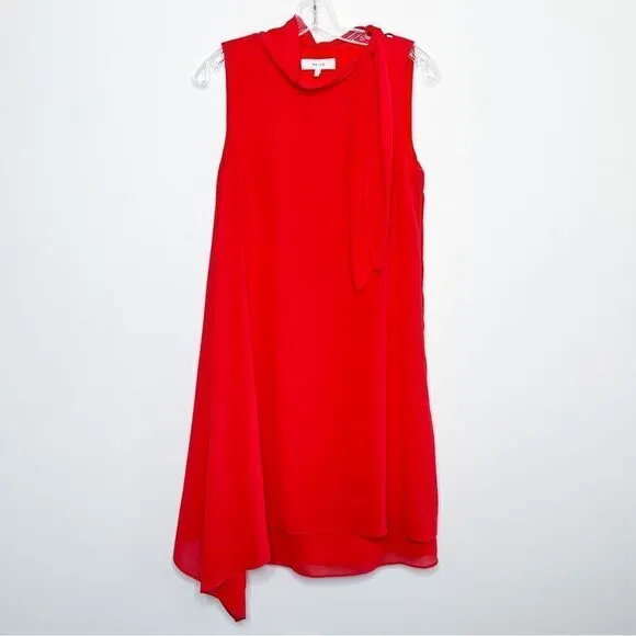 Reiss Aries Tie-Neck Midi Dress Cherry Red