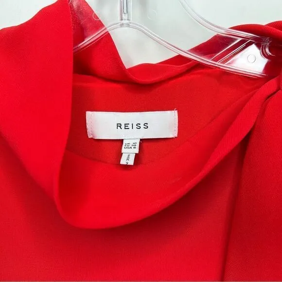 Reiss Aries Tie-Neck Midi Dress Cherry Red