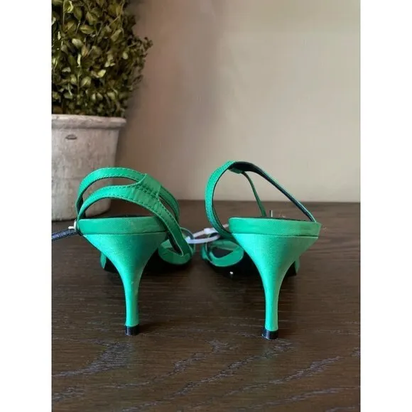 Reiss Bali Mid Heel Strappy Sandals Green Womens Size US 5