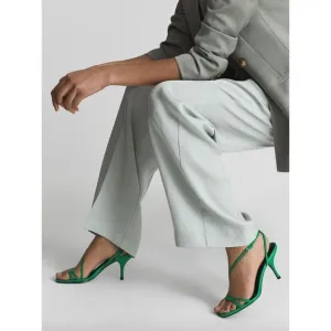 Reiss Bali Mid Heel Strappy Sandals Green Womens Size US 5