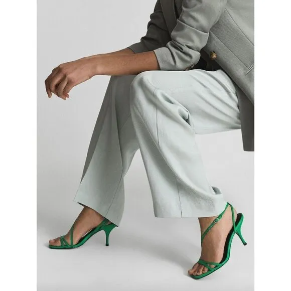Reiss Bali Mid Heel Strappy Sandals Green Womens Size US 5