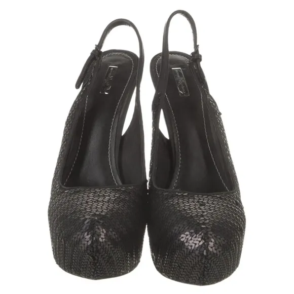 Report Signature | Black Sequin Platform 5.5&quot; Stiletto Heels with Box, Size 9.5