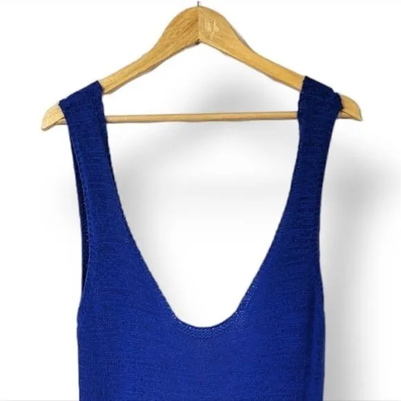 Revolve Sndys Knit Ruched Side Slouchy Tank Mini Dress in Blue Size Large