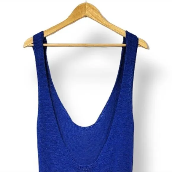 Revolve Sndys Knit Ruched Side Slouchy Tank Mini Dress in Blue Size Large