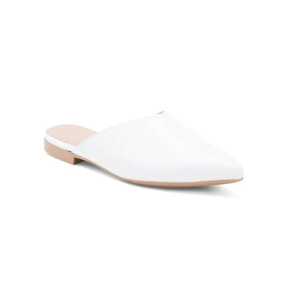 RICCARDO BOCCIA White Made In Italy Leather Pointy Toe Mules