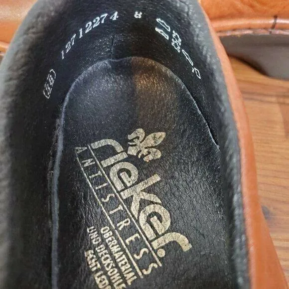 Rieker Womens Shoes Size 8 Brown Wide Fit Slip On Casual Leather Round Toe