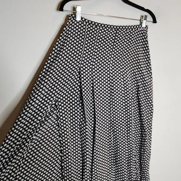RIXO Georgia Pleated Star Silk Midi Skirt Front Slits Size Medium