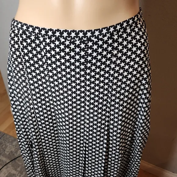 RIXO Georgia Pleated Star Silk Midi Skirt Front Slits Size Medium