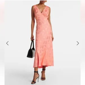 RIXO Sandrine Daisy Floral Jacquard Midi Slip Dress in Pink Coral Size 4 New