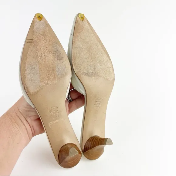 Robert Clergerie Embellished Kitten Heel Size 5.5