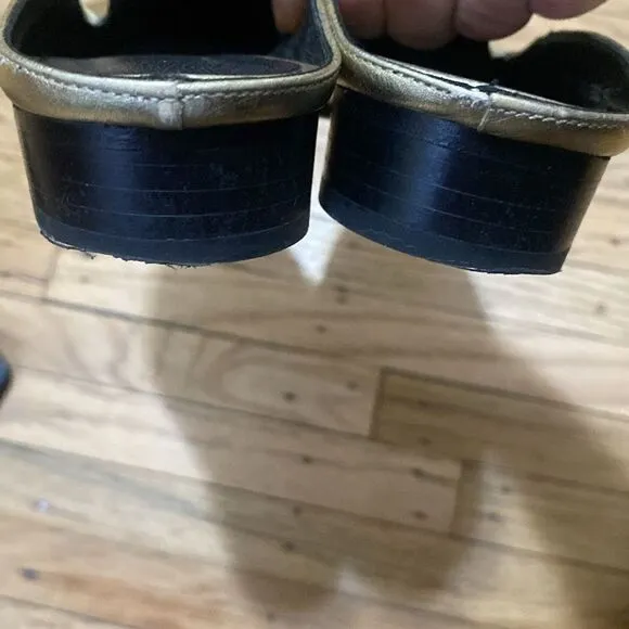 Robert CLERGERIE Leather Mules Slides in Gold