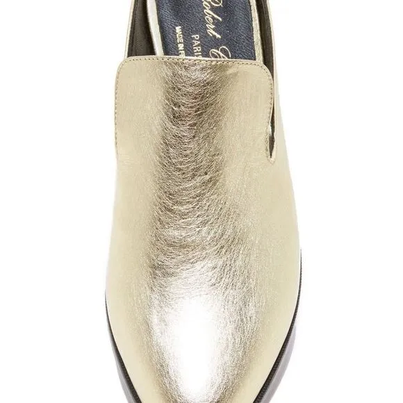 Robert CLERGERIE Leather Mules Slides in Gold